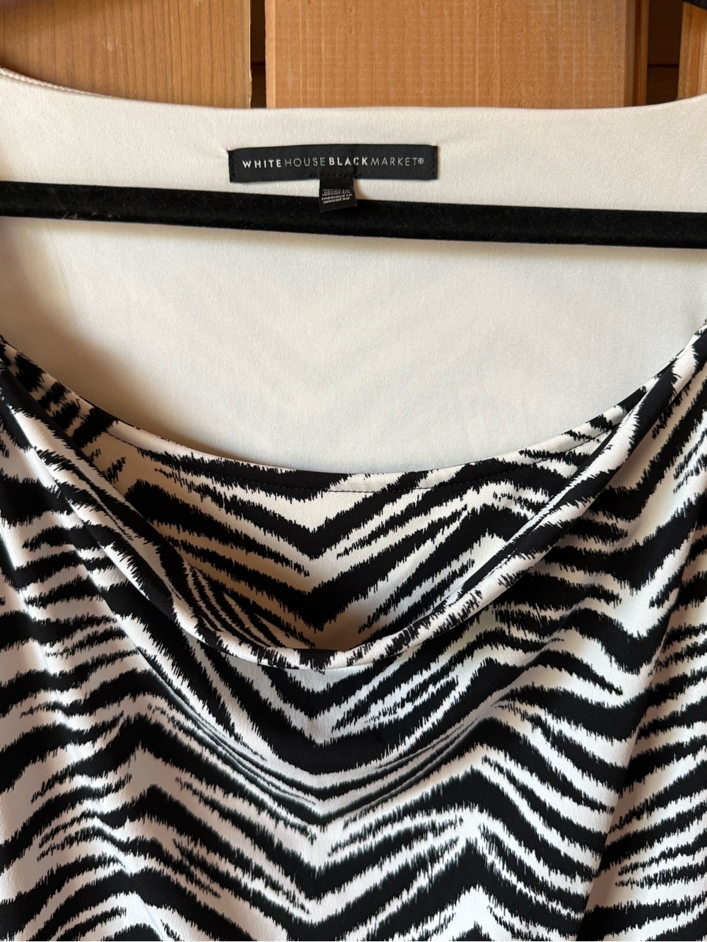 White House Black Market Zebra Print Cowl Neck Tank Top - Picture 3 of 7
